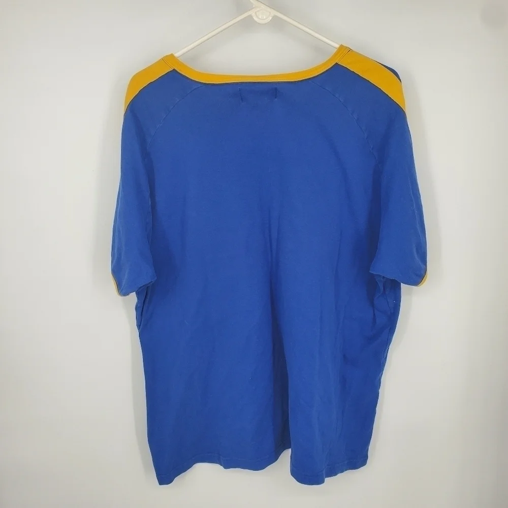 Vintage Ralph Lauren Polo Shirt Blue & Yellow Crew Neck With Pony Men's XXL